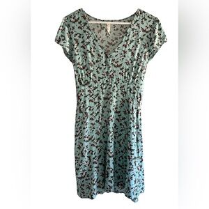 Sabrina Carpenter x AERO Light Turquoise Floral Peasant Mini Dress Size M